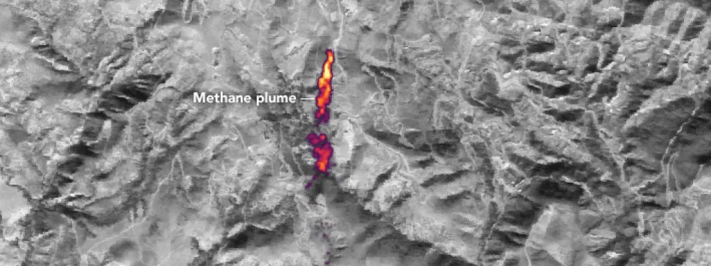 aerial view of methane plume